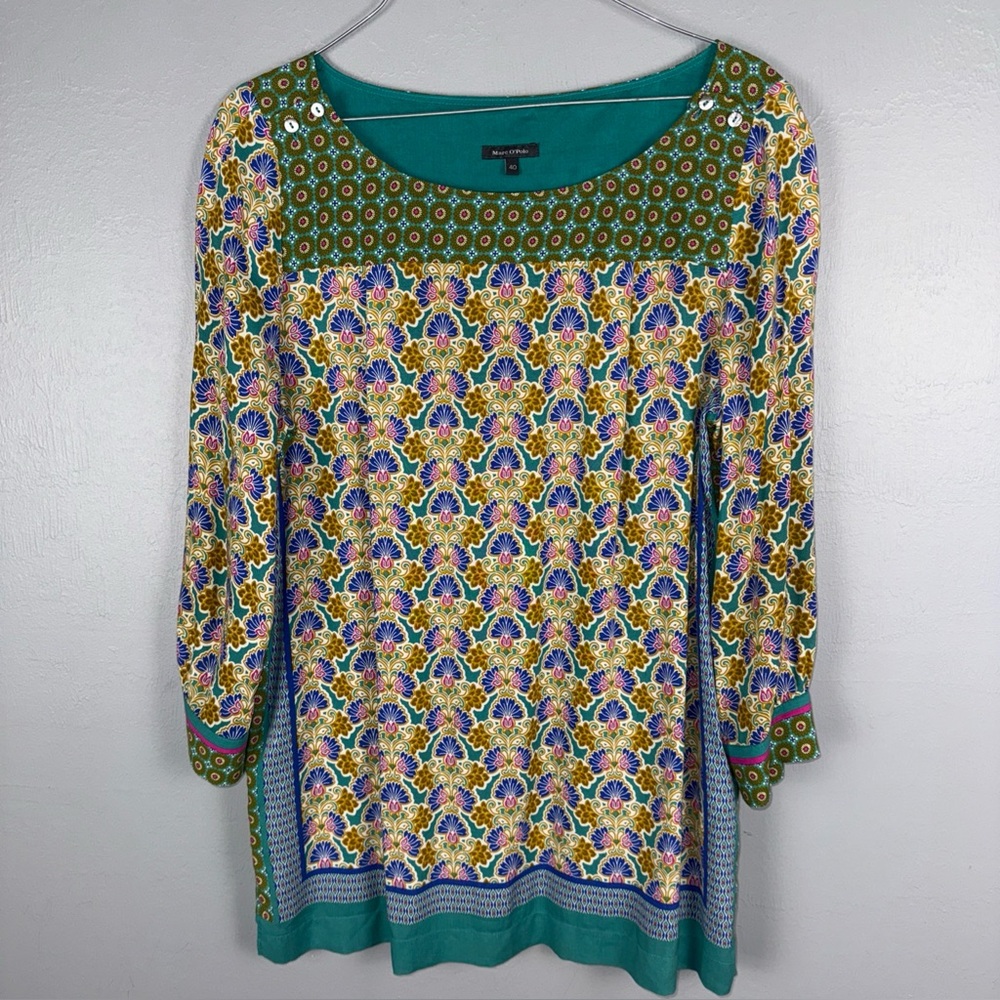 Marc O’Polo Tunic Floral Multi Color 3/4 Sleeves Tunic Top Women’s 40 (Medium)
